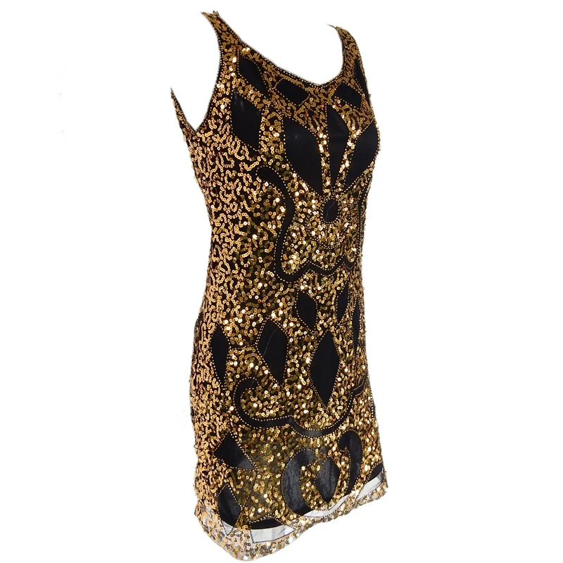 Сексуальное платье с блестками для женщин вечерние платья черного и золотого