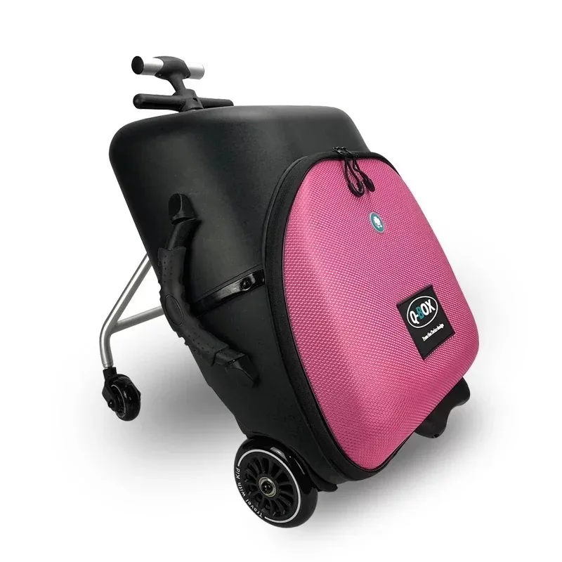 Rose red Новые милые дети меленький самокат чемодан Ленивый Сумка тележка дети carry on cabin путешествия сумки на колёсиках детская подарочная коробка - Цвет: Rose red