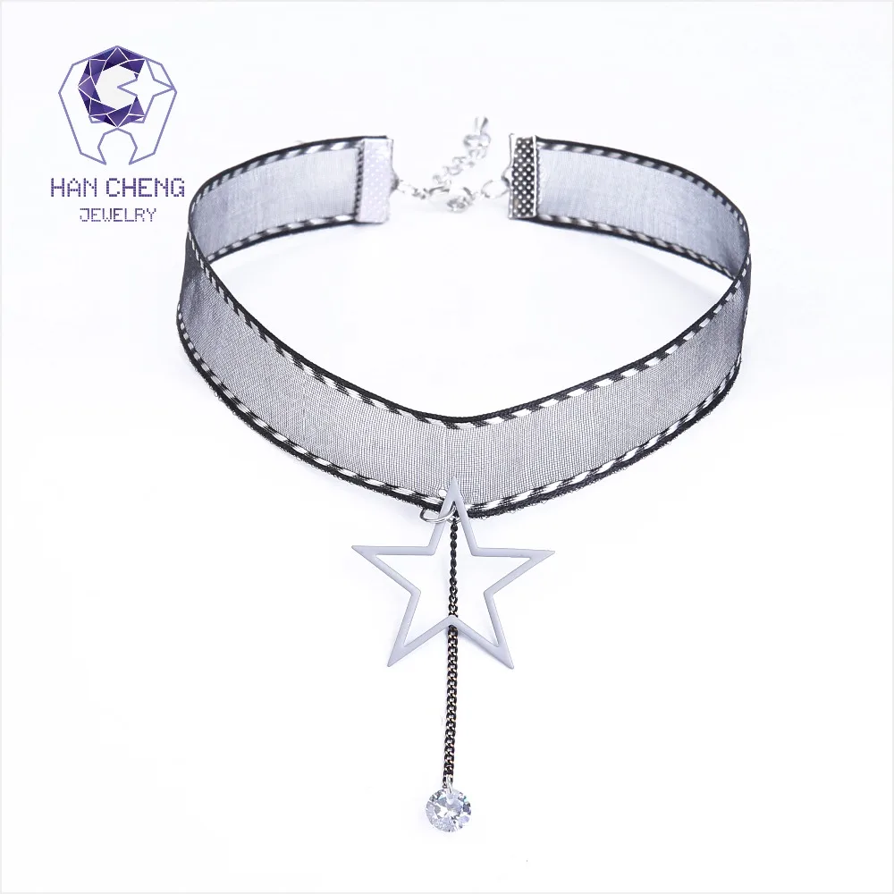 Новинка модное металлическое ожерелье HanCheng с кулоном в виде звезды из фианита