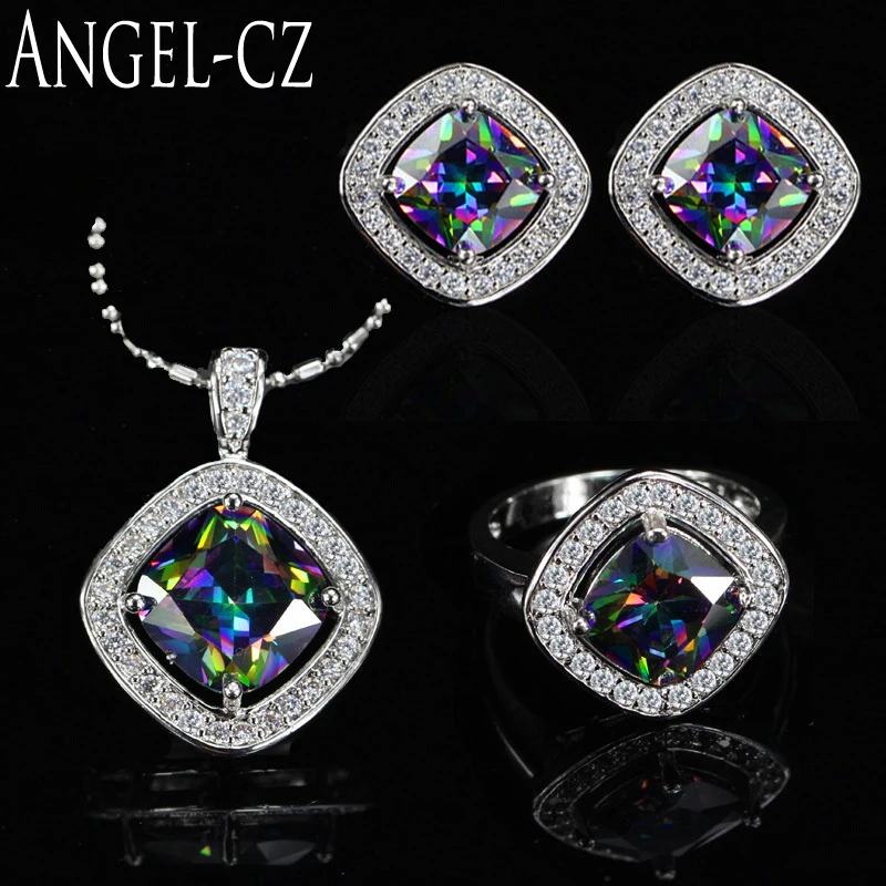ANGELCZ удивительный кулон ожерелье серьги кольцо для женщин модные серебристые