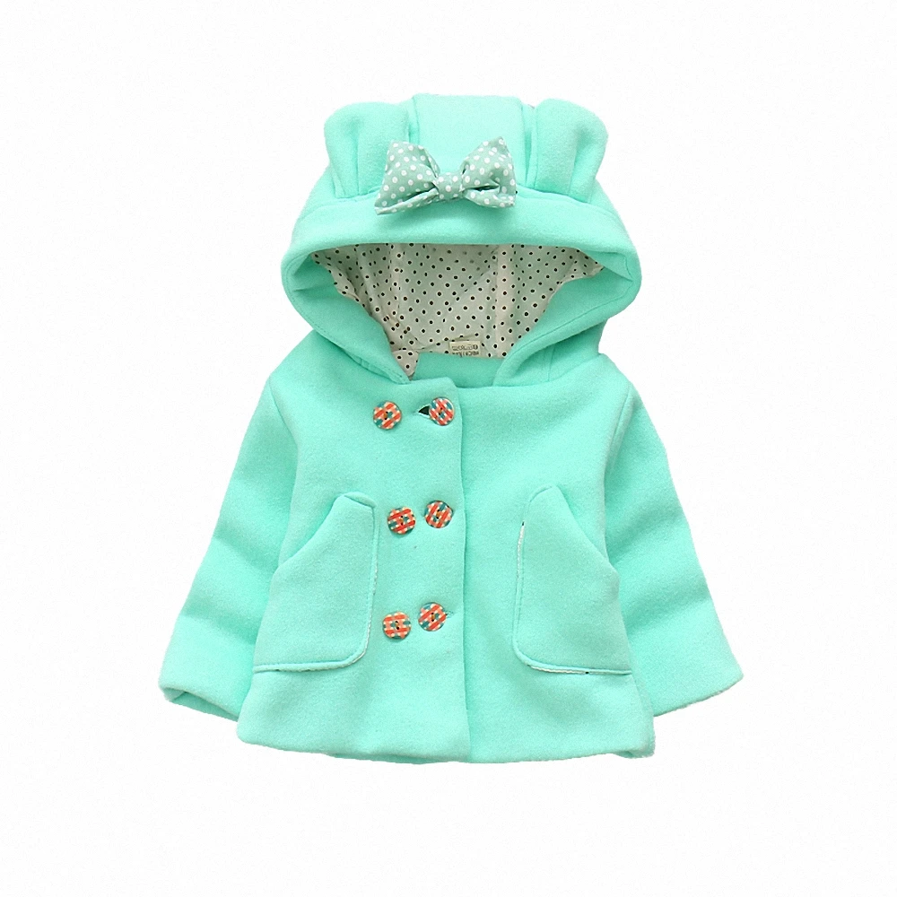 Детская ветрозащитная куртка BibiCola теплая с капюшоном для маленьких девочек на