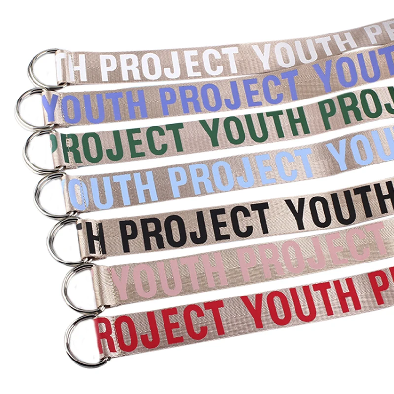 Унисекс холщовые ремни с буквенным принтом D кольцо двойной пряжкой студенческий