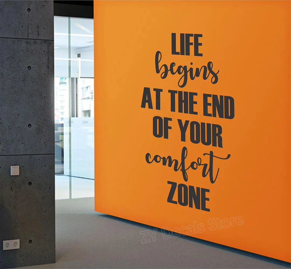 

Life Begins at The End of Your Comport Zone Gym Motivational Quote Wall Decal for Home Bedroom Office Wall Decor Stickers Z802