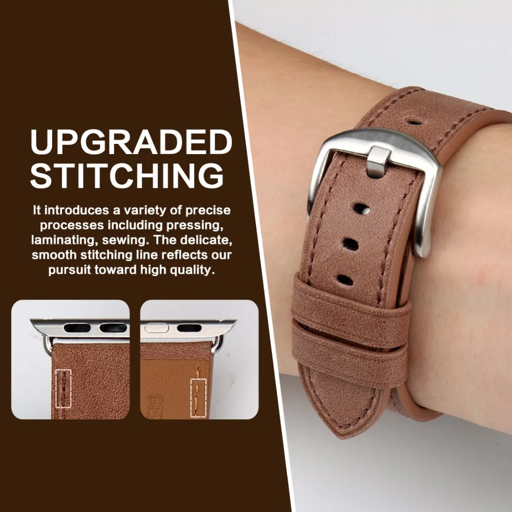 Genuine Leather Strap For Apple Watch Band 45mm 41mm 44mm 40mm 42mm 38mm Series 7/6/SE/5 4/3 iWatch Watch Bracelet