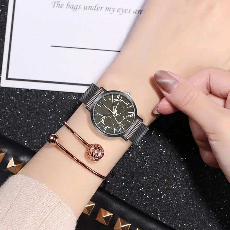 FUNIQUE женские мраморные Сплав Кварцевые Подарки наручные часы Reloj Mujer браслет для