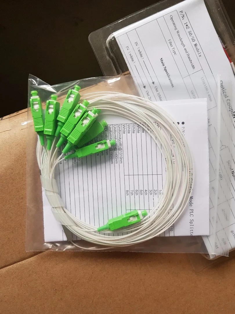 10 шт. 1x4 волоконный оптический plc-разветвитель с SC/APC зеленый разъем G657A1 0,9 мм