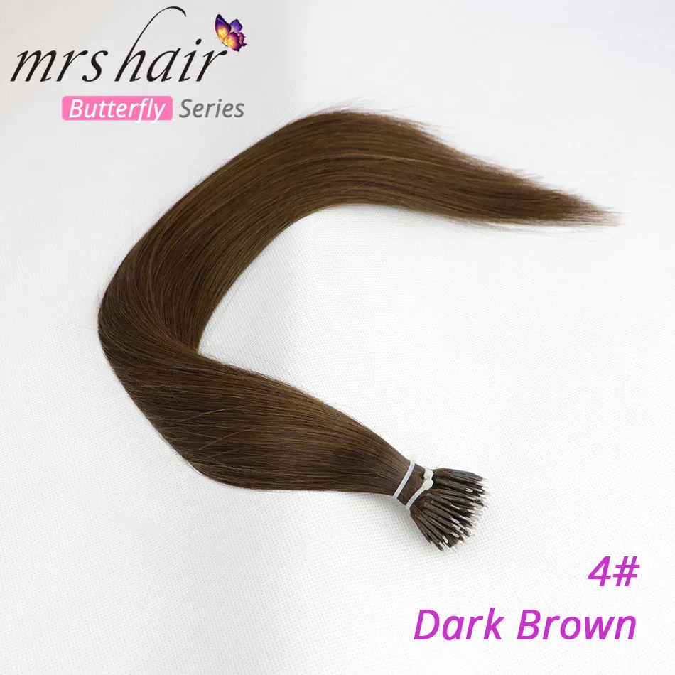 #4 MRS HAIR нано-наращивание волос 1" 16" 2" 24" машина сделанная Remy микро кольцо нано волосы из бисера предварительно скрепленные микро-звенья волосы 50 шт 100 шт - Цвет: #4