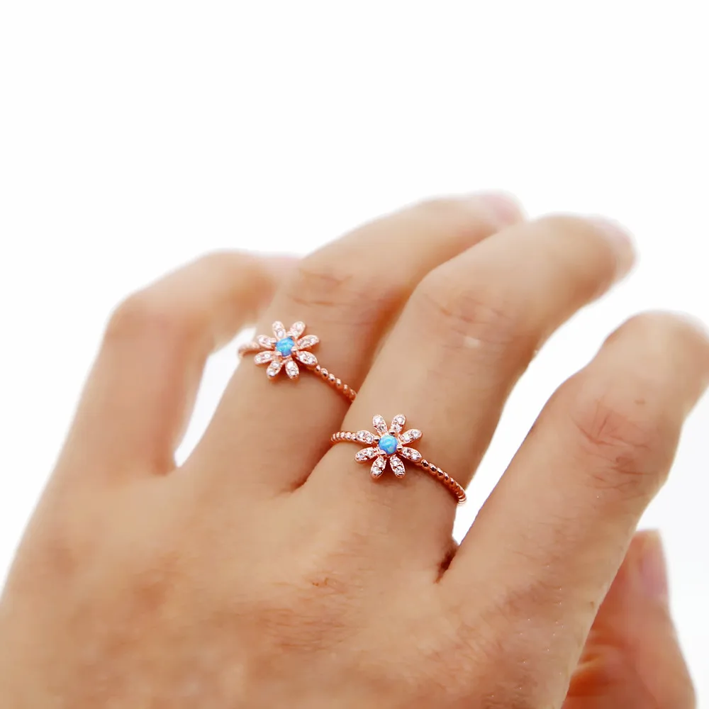 Hot rose gold color daisy delicate flower ring size 6 7 8 cute lovely flowers beautiful girl women gorgeous elegance thin rings | Украшения