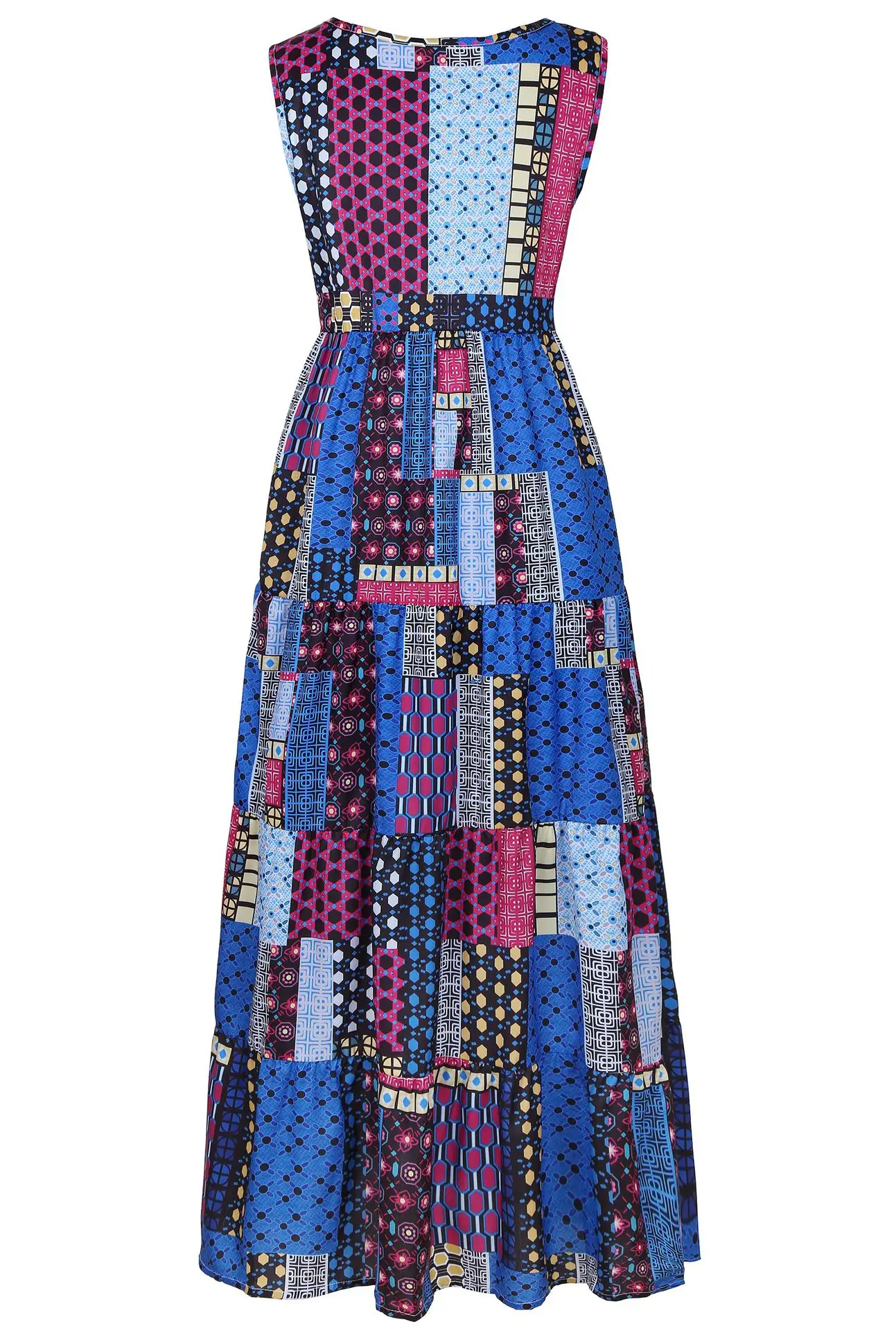 Женское Свободное длинное платье с цветочным принтом и круглым вырезом|Женские