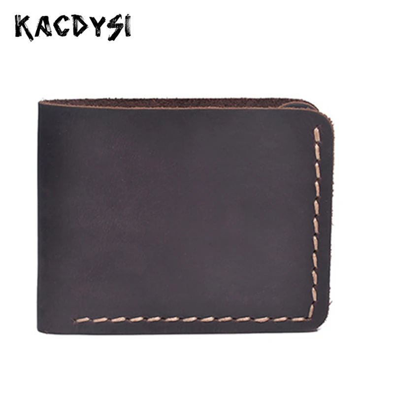 Мужской кошелек из натуральной кожи ручной работы короткий винтажный кожаный Crazy