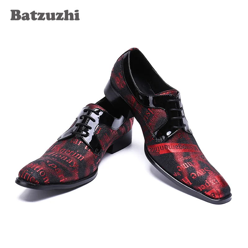 

Туфли Batzuzhi мужские из натуральной кожи, классические туфли, на шнуровке, итальянская обувь для вечеринки и свадьбы, красные, 46