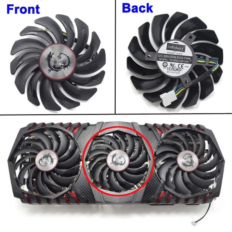 Вентилятор PLD09210B12HH PLD09210S12HH 4Pin кулер Замена для MSI GEFORCE GTX 1080 Ti Gaming X Trio видеокарты Охлаждающие вентиляторы