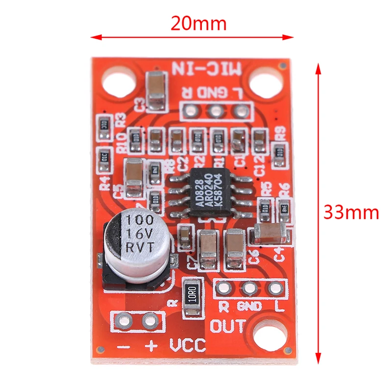 DC 3 7 V-15V 12V AD828 стерео Динамический микрофон предусилитель доска микрофона |