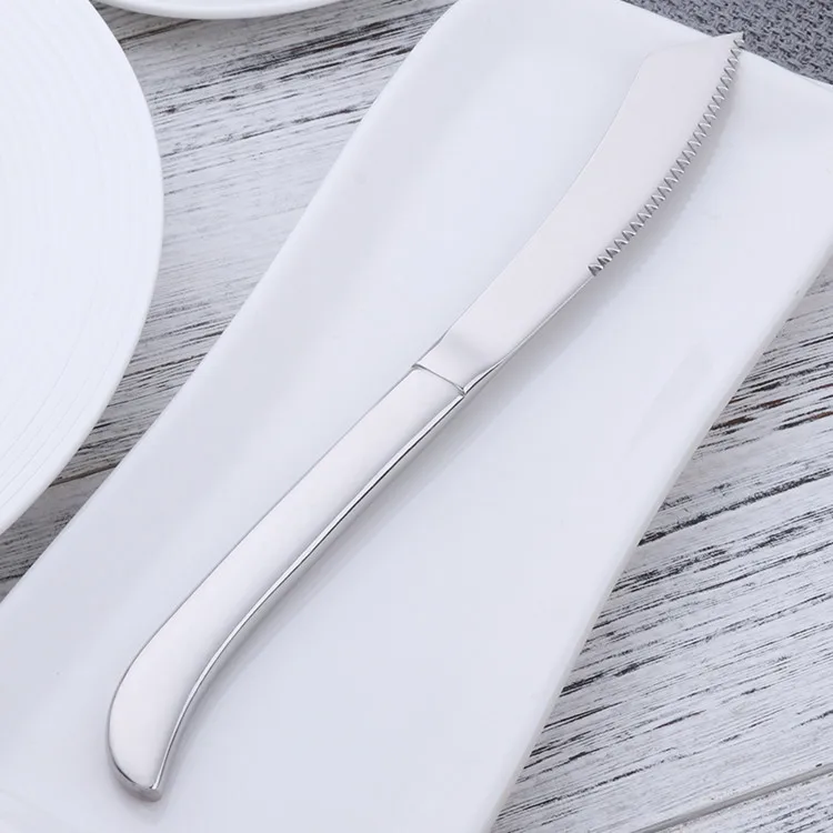 6pcs Silver Радужный нож для стейка из нержавеющей стали, набор острых столовых ножей, столовые приборы для ресторана, столовый нож, Черные ножи для стейка, набор посуды - Цвет: 6pcs Silver