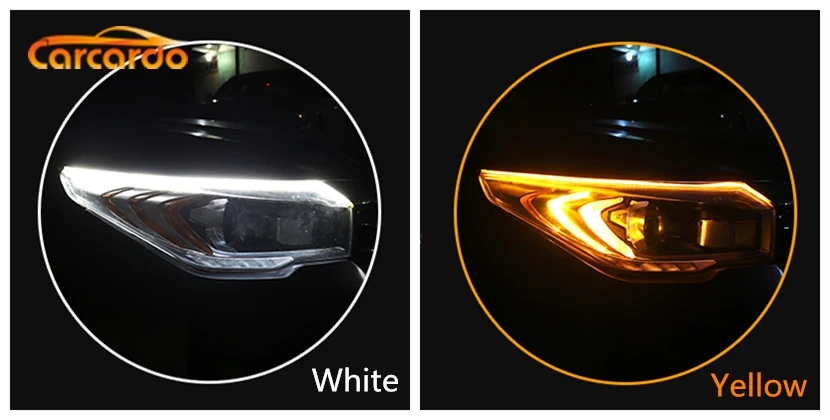 White to Yellow Carcardo на очень тонком каблуке дневные ходовые огни Светодиодные ленты дневные ходовые огни светильник автомобильный сигнал поворота направляющая рейка для головной светильник сборки led DRL светодиодные ленты - Цвет: White to Yellow