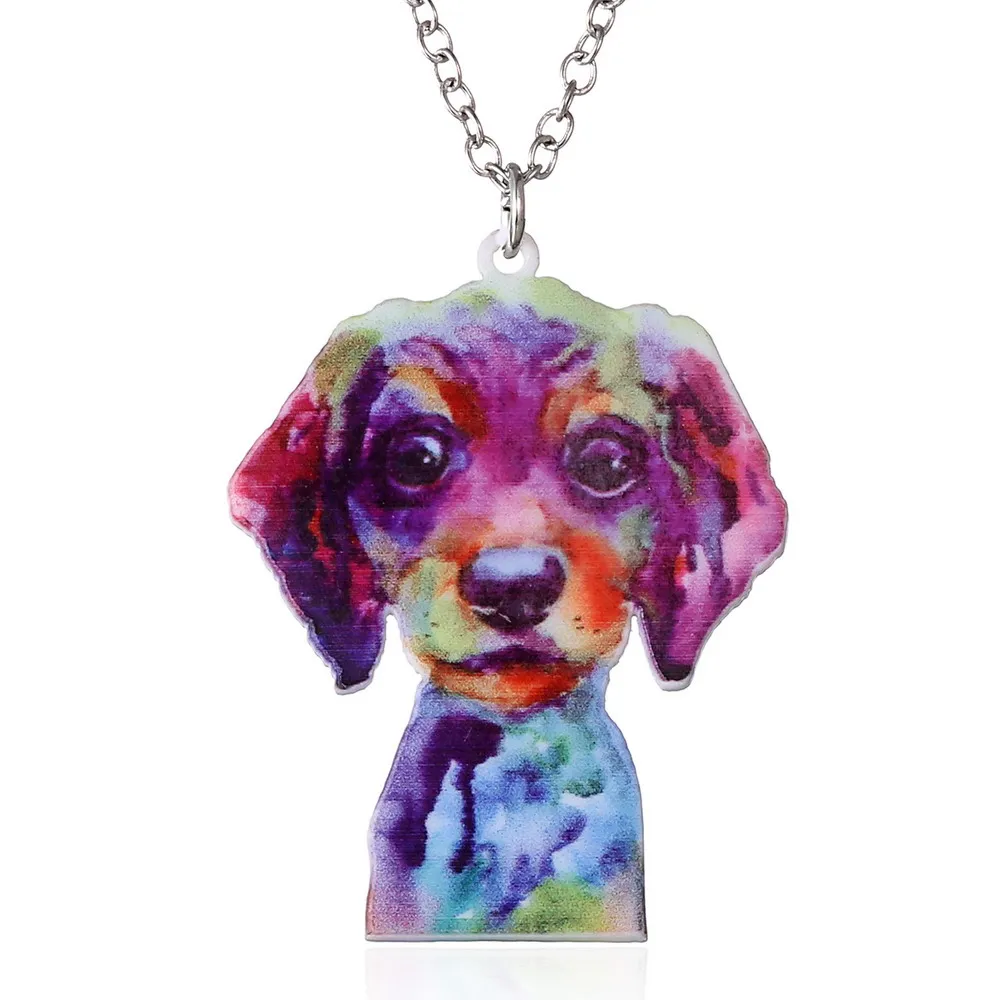 dog 1 Акриловое животное ожерелье домашнее животное кошка дракон свинья птица лошадь, волк рыба собака женское ожерелье Богемия ювелирные изделия кулон этническое длинное ожерелье - Окраска металла: dog 1