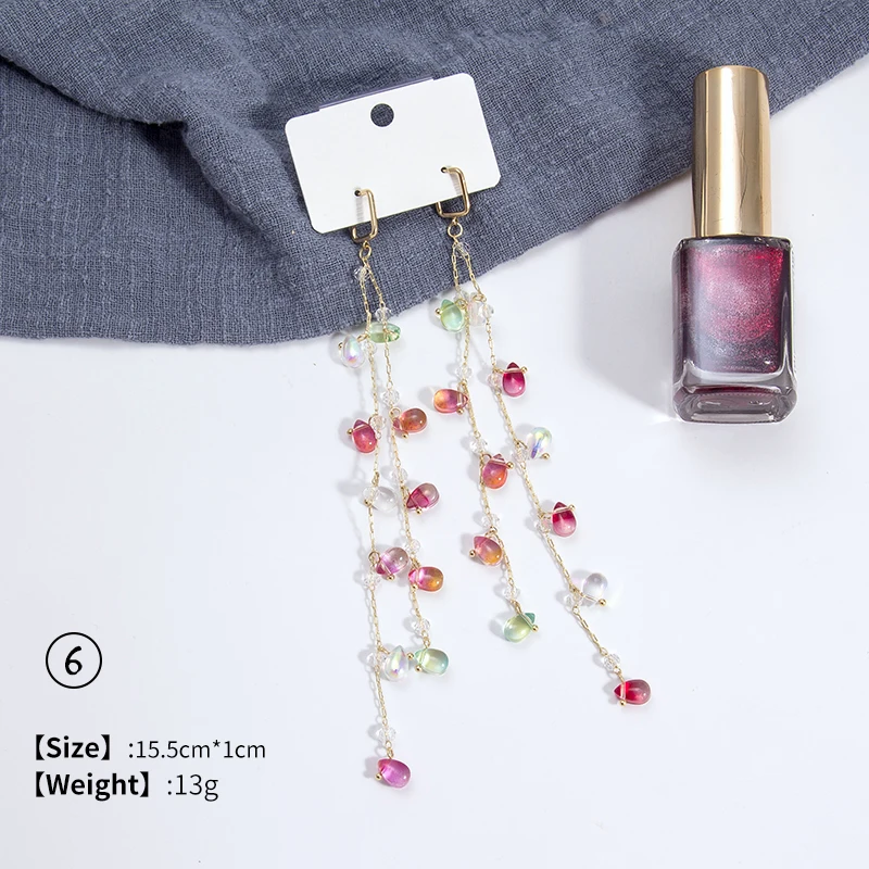 Корейские элегантные блестящие красочные акриловые серьги подвески в форме