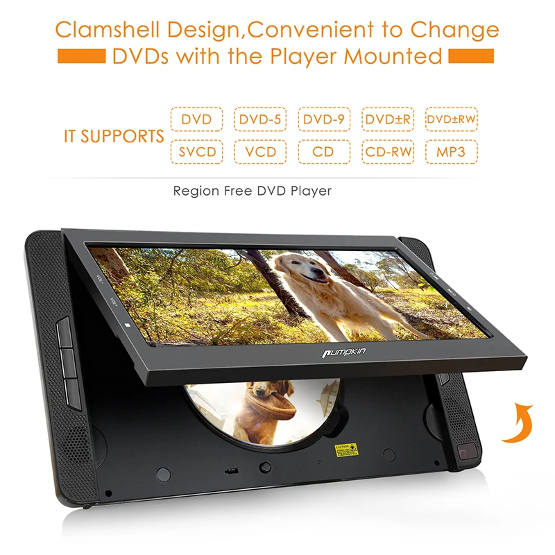 Pumpkin 10 1 ''портативный автомобильный подголовник двойной dvd плеер HD TFT LCD экран