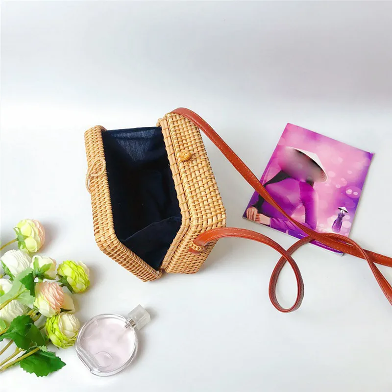 Женская плетеная Сумка из ротанга ручной работы круглая соломенная сумка на