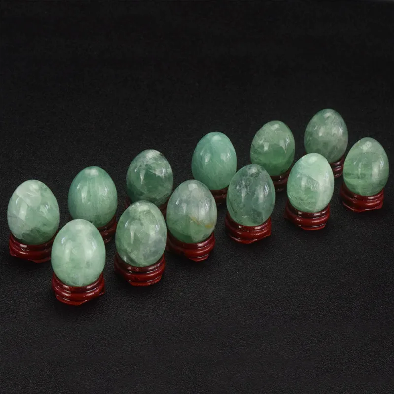 Нефритовое яйцо с подставкой 1 шт. натуральное зеленое флюоритовое для домашнего