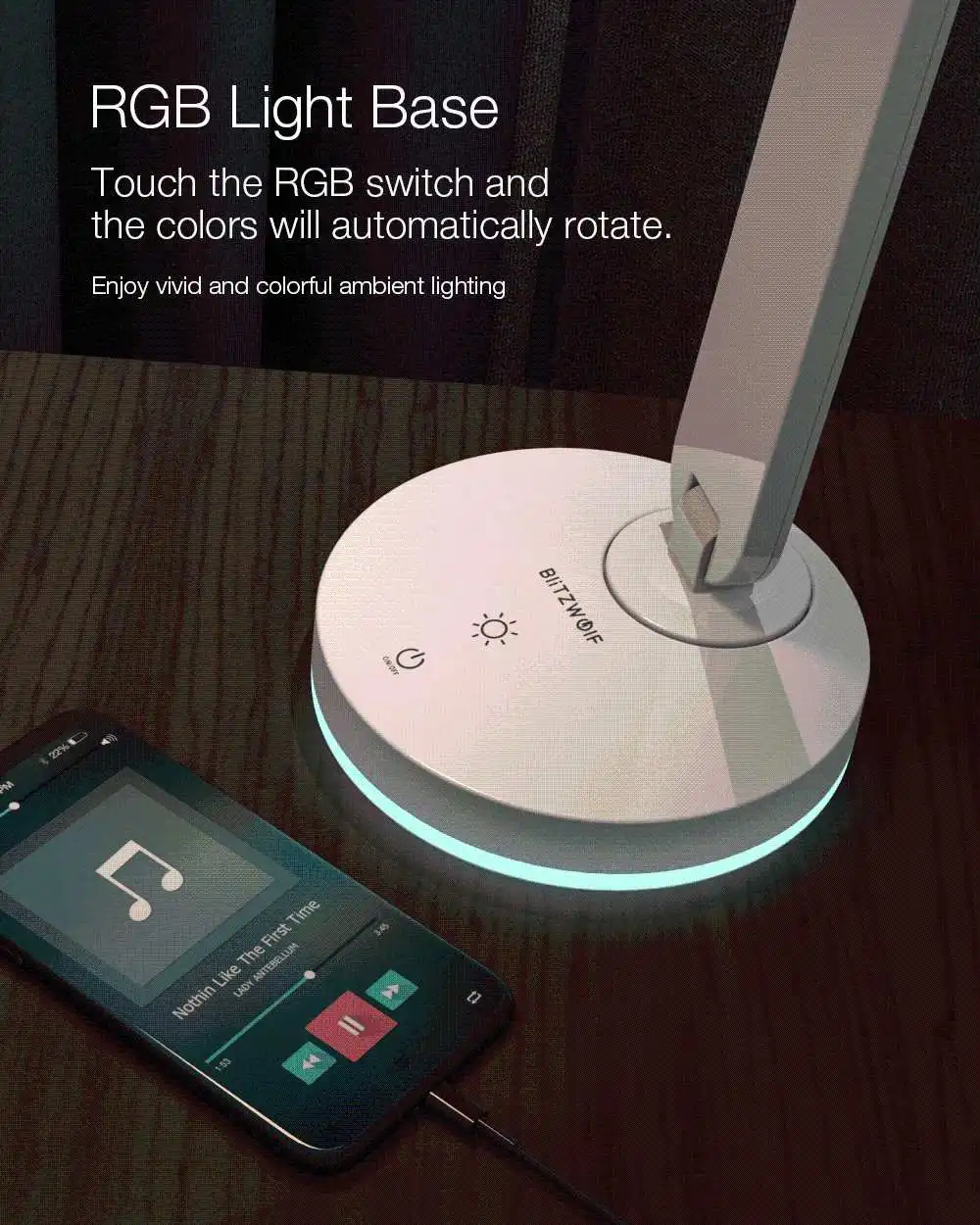 BlitzWolf BW-LT16 Настольная лампа с автоматическим RGB рассеянный светильник ing база сенсорное управление бесступенчатое затемнение Настольный светильник