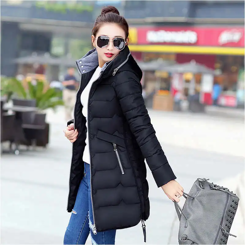black Женская зимняя куртка размера плюс 6XL 7XL, хлопковое зимнее пальто с капюшоном, женские куртки, длинная парка, теплое Женское пальто C5030 - Цвет: black