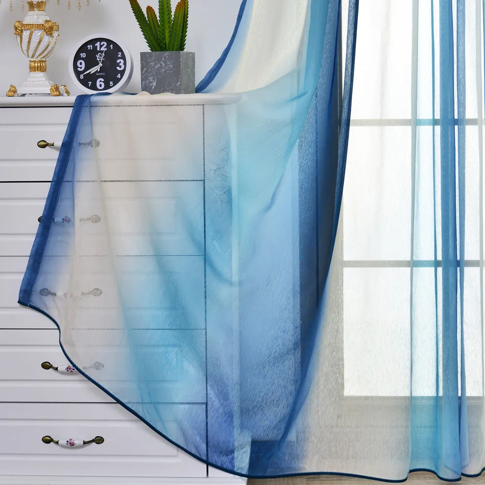 4 цвета тюлевые шторы с принтом градиентный кухонный декор оконные американская