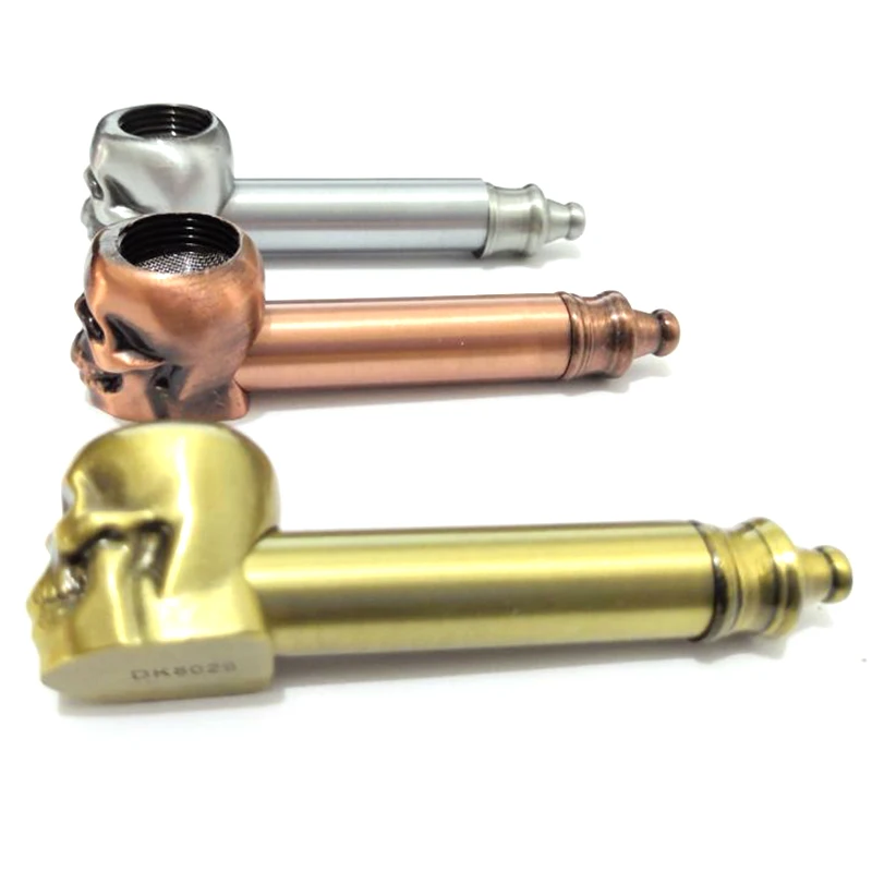 Metal Creativity Skull Classic Pipes Smoking Pipe Mouthpiece Filter Tobacco Pipe Cigar Narguile Grinder Smoke Cigarette Holder