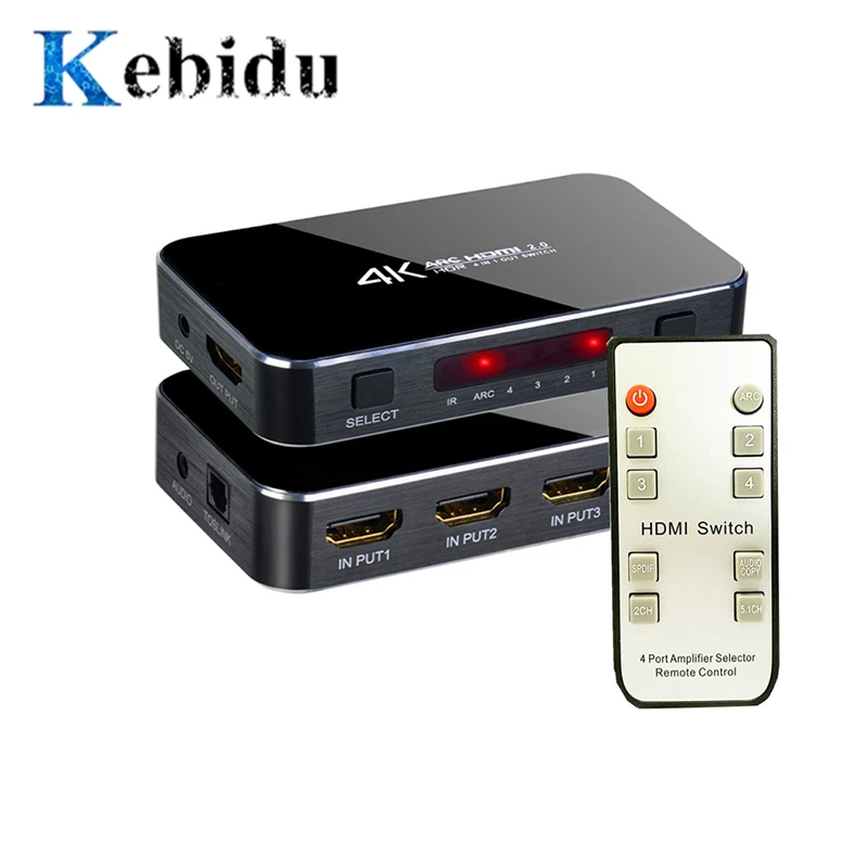HDMI совместимый сплиттер переключатель 2 0 4K 4x1 4 в 1 выход аудио экстрактор с