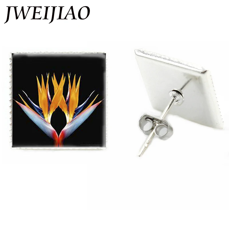 JWEIJIAO модные серьги-гвоздики с изображением птицы и рая цветка серьги в стиле