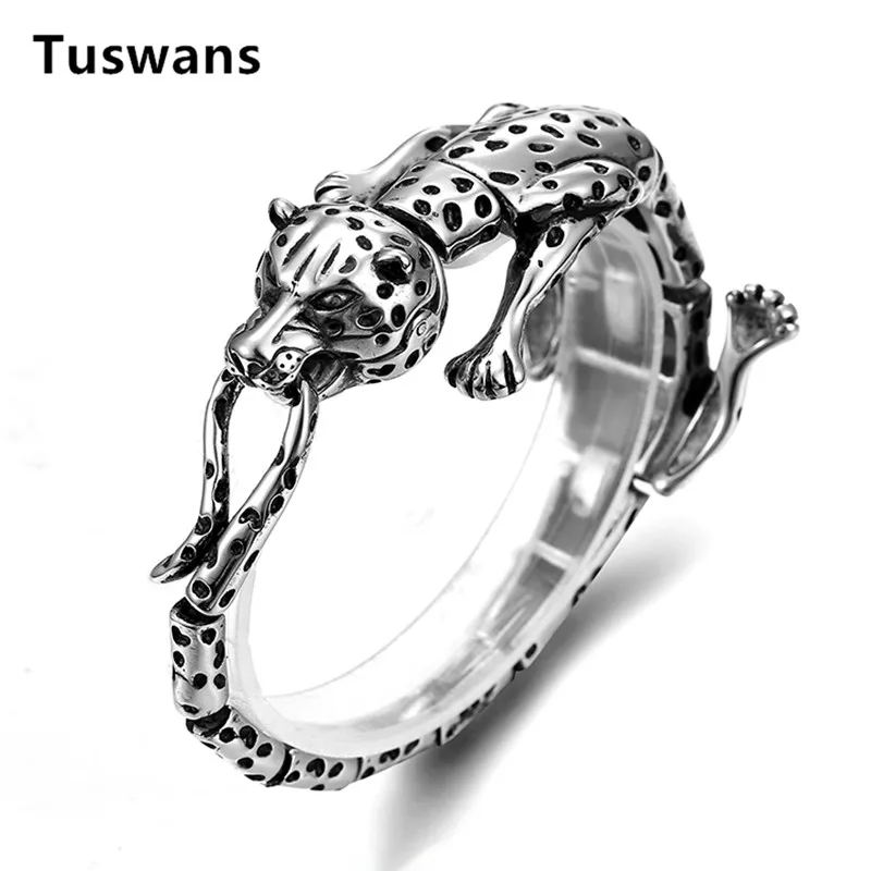 Качественный браслет с леопардовым принтом для мужчин из нержавеющей стали 316L в