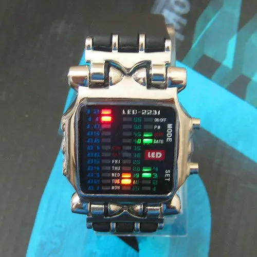Новые светодиодные модные матричные цифровые мужские часы Бесплатная
