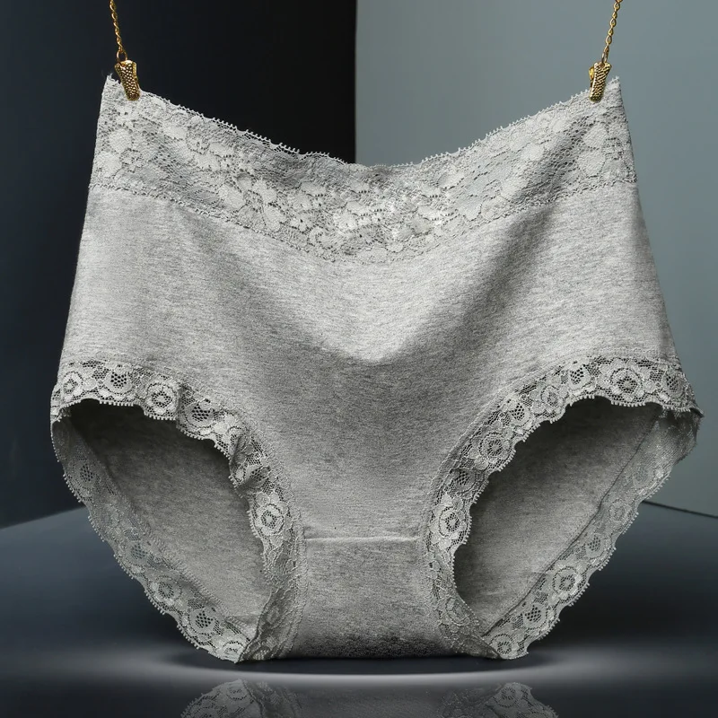 

Women Cotton Underwear High Waist Breathable Trigonometric Lingeries Female Sexy Lace Panties Body Shaping Briefs Plus Size XXXL