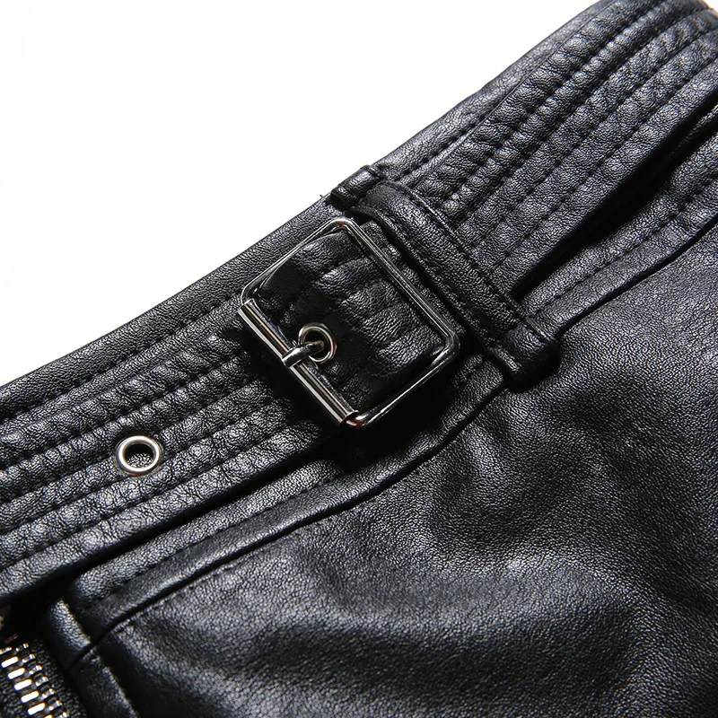 Women Zipper Up PU Leather Short Skirt A-line Fashion Sexy High Waist Mini With Belt 2018 New Quality For All Season | Женская одежда