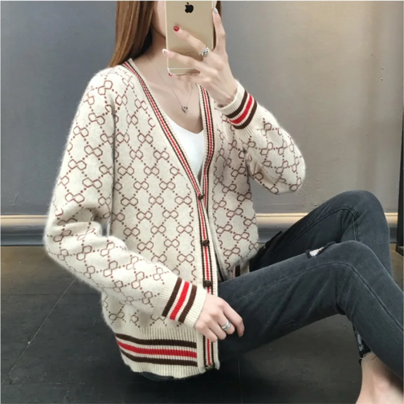 Autumn Women Casual Sweaters Sexy Ladies Loose Tops Jumpers Outwear Knitted Wear Coats Winter Jacket 2018 Korean Cardigans |