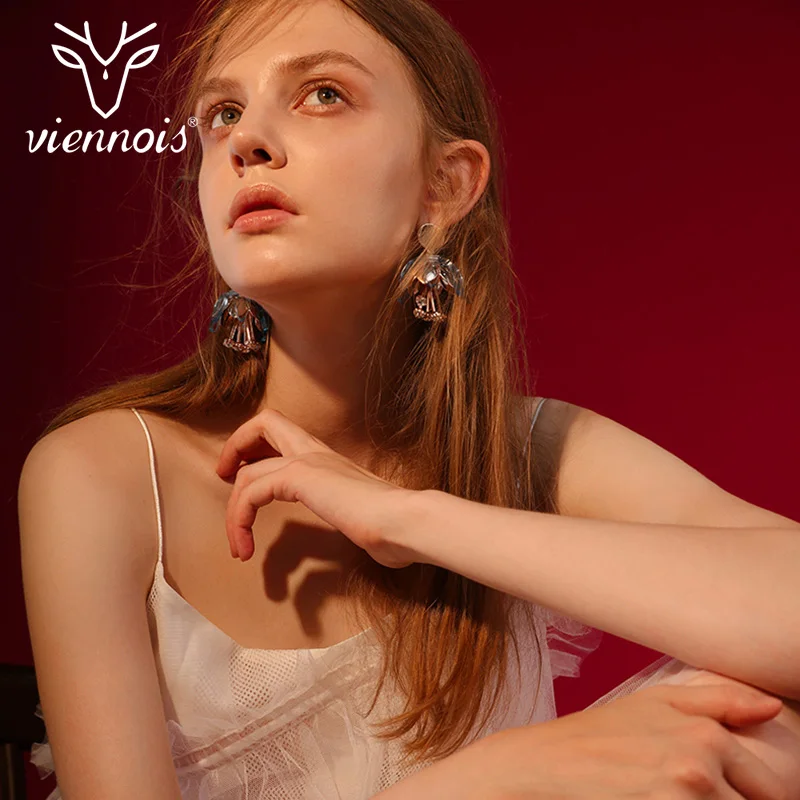 От Viennois покрытие из корейский Стиль милые Красный Хрустальный цветок свисающие