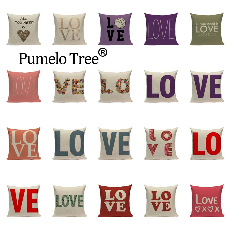 Наволочка для подушки Love Letter Elegant Printed Cushion Cover Decorative Pillows For Sofa Car Home Woven Linen Pillow Pillowcase Customized on.