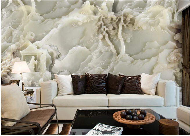 

The custom 3D murals,Jade lotus landscape murals,living room sofa TV wall bedroom wall paper