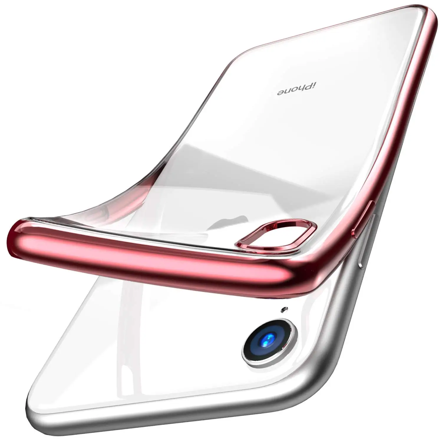 Тонкий Тонкий прозрачный мягкий чехол премиум-класса для iPhone XR XS Max X, гибкий хромированный бампер, прозрачная задняя панель из ТПУ для iPhone 8 7 - Цвет: Розовый