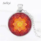 SUTEYI Цветочные фотоподвески, хна, Йога, стеклянное ожерелье, драгоценности, Женское Ожерелье