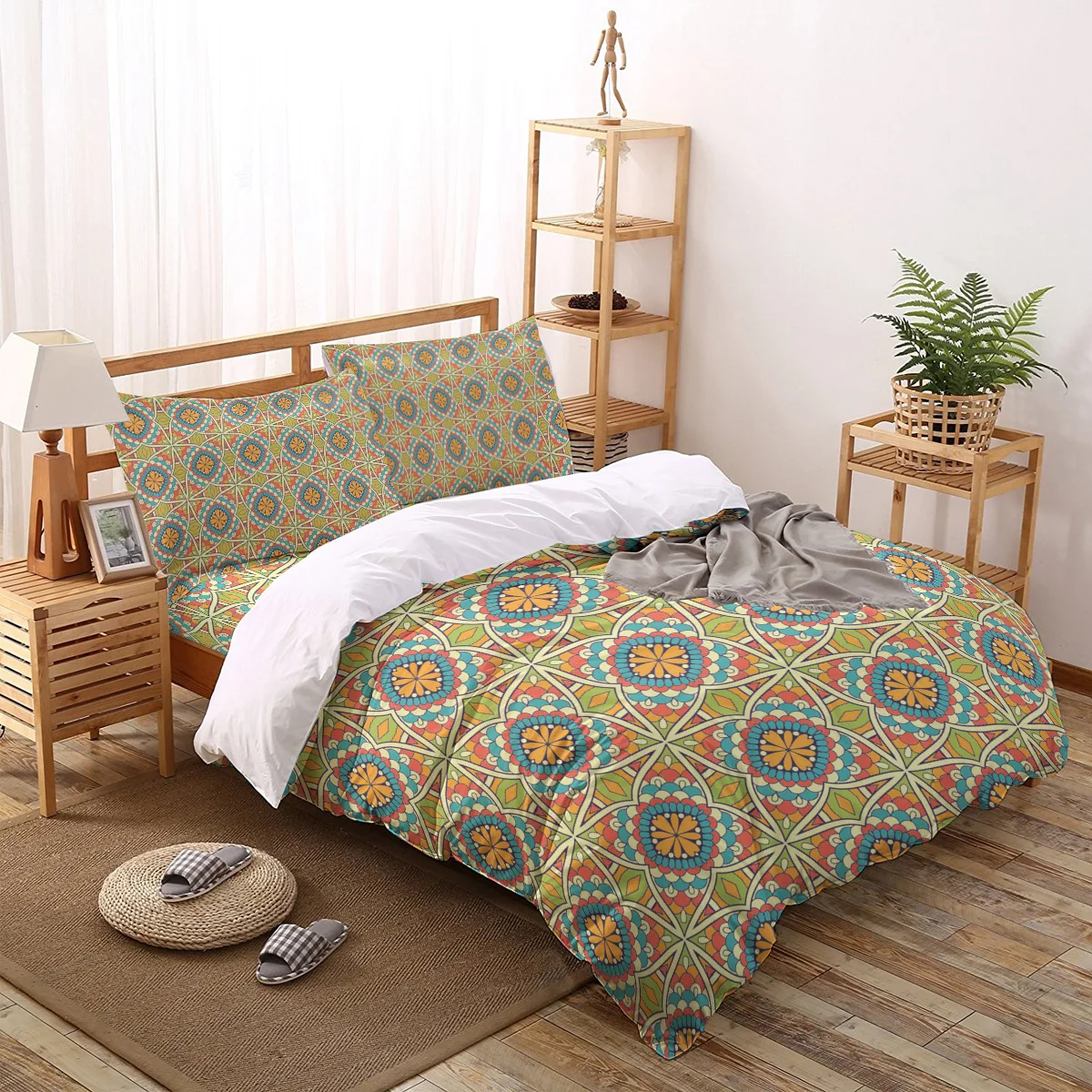 FamilyDecor Circular Retro Ethnic Pattern Bedding Set Luxury Comforter Sets 3D King Size Red Blue Cotton DHL Free Shippi | Дом и сад