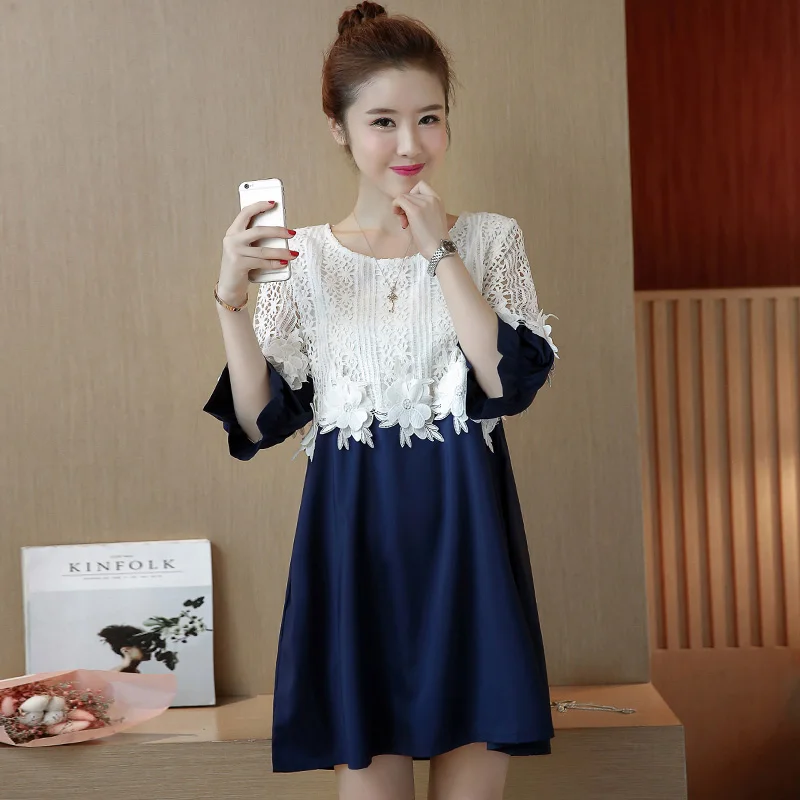 2019 летнее кружевное платье с рукавом три четверти для беременных большие размеры