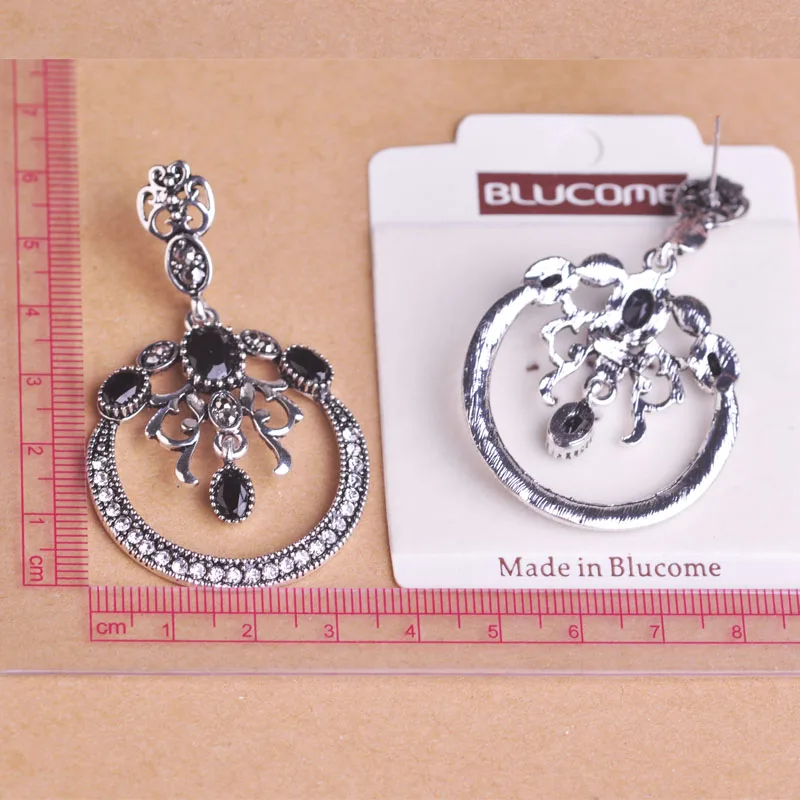 Женский комплект из колье и серёг Blucome зеленый с крупным цветком смолы свадебный