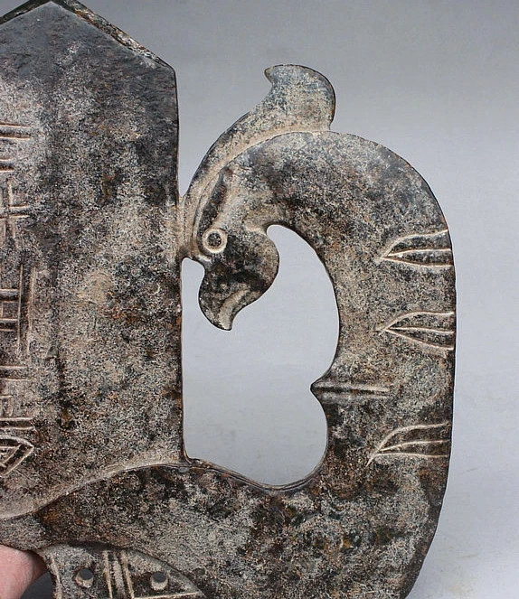 Antique Chinese LiangZhu Culture ritual services Stone Phoenix Statue Jade Gui | Дом и сад