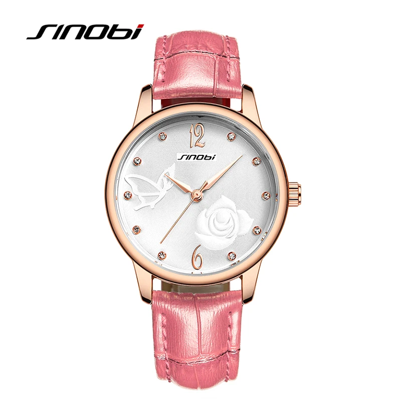 Sinobi мода повседневная женщины и девушки красный кварцевые часы красочные платье