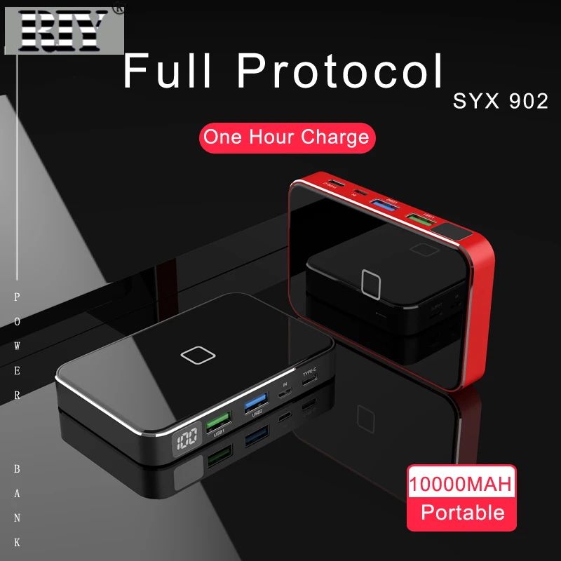 Беспроводное зарядное устройство RIY graphen 10000 мАч с type c PD QC3.0 USB для xiaomi huawei и