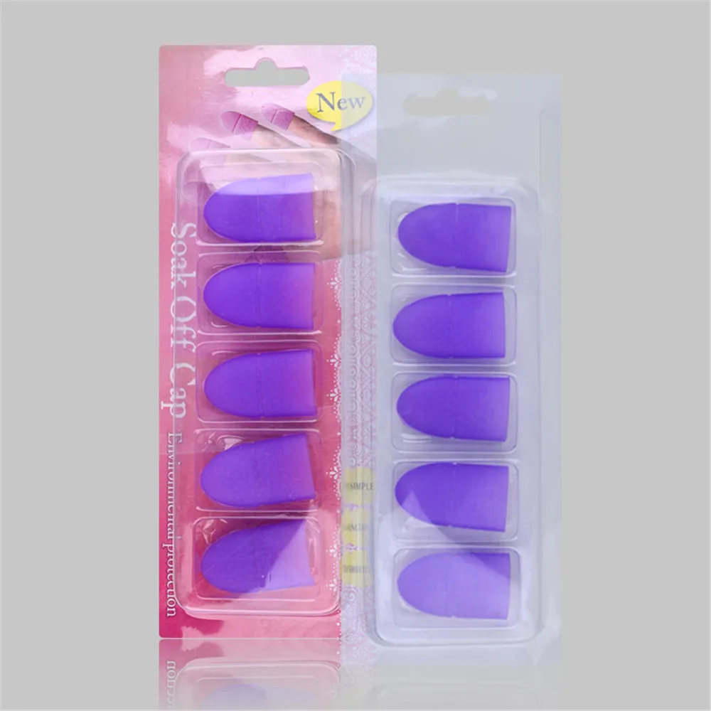 

5pcs/ Set Nail Art Soak Off Cap Silicone UV Gel Polish Varnish Remover Clean Degreaser Clip Reusable Wraps Rubber Manicure Tools