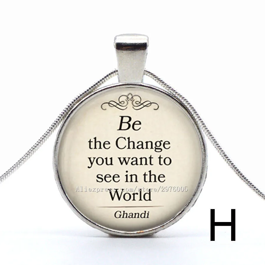 1PC New Gandhi quotes Necklace Handmade Glass Cabochon Ball Chain Pendant 8/style 2017 Girl Party Favors | Украшения и аксессуары