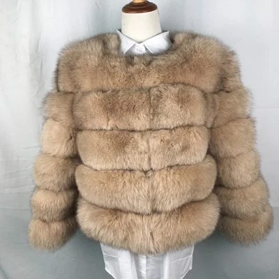 Хаки Topfur White Fox Real Fur Female Coat Women Short Winter Fur Leather Jacket Clothes Outerwear Natural Fox Fur Coats For Women - Цвет: Хаки