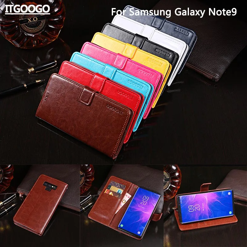 Itgoogo для Samsung Galaxy Note9 Роскошный кожаный флип-чехол Note 9 защитный чехол телефона